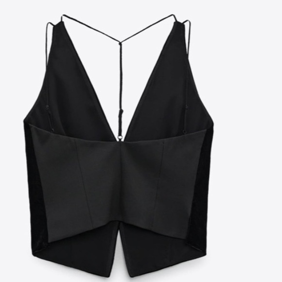 NWT Zara Combination Velvet Vest Black (P) - Picture 6 of 12